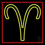 Yellow Aries Red Border LED Neon Sign