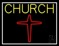 Yellow Church With Cross Logo LED Neon Sign