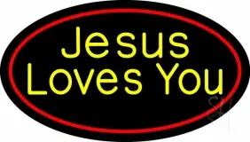 Yellow Jesus Loves You LED Neon Sign