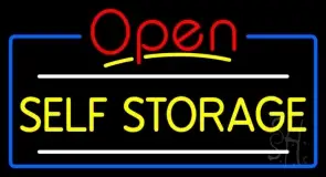 Yellow Self Storage Block With Open 4 LED Neon Sign