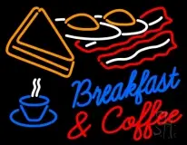 Blue Breakfast Red And Coffee LED Neon Sign
