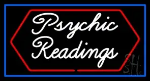 Cursive Psychic Readings With Blue Border LED Neon Sign