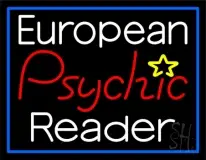 European Psychic Reader With Blue Border LED Neon Sign