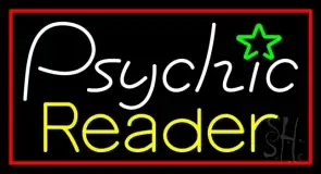 European Psychic Reader With Red Border LED Neon Sign