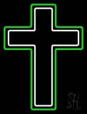 Green And White Christian Cross LED Neon Sign