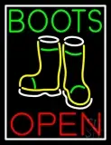 Green Boots With Logo Open LED Neon Sign