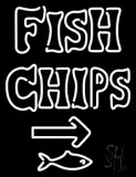 White Fish and Chips With Arrow LED Neon Sign