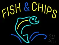 Yellow Fish and Chips LED Neon Sign