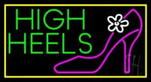High Heels With Yellow Border LED Neon Sign