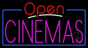 Pink Cinemas Open LED Neon Sign