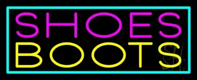 Pink Shoes Yellow Boots Turquoise Border LED Neon Sign