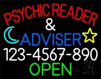Psychic Reader And Advisor With Phone Number Open LED Neon Sign