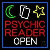 Psychic Reader Open Block Blue Border LED Neon Sign