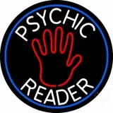 Psychic Reader With Palm Blue Circle LED Neon Sign