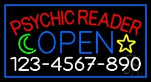 Psychic Reader With Phone Number Open LED Neon Sign