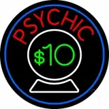 Psychic With Crystal Globe Blue Border LED Neon Sign