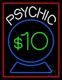 Psychic With Crystal Globe Red Border LED Neon Sign