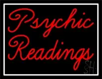 Red Cursive Psychic Readings With White Border LED Neon Sign