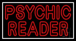 Red Double Stroke Psychic Reader White Border LED Neon Sign