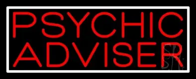 Red Psychic Advisor White Border LED Neon Sign