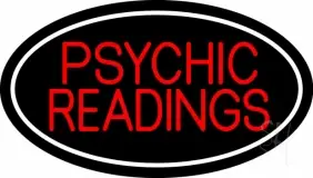 Red Psychic Readings White Border LED Neon Sign