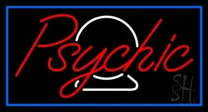 Red Psychic White Crystal Blue Border LED Neon Sign