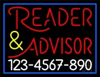 Red Reader Advisor With White Phone Number LED Neon Sign