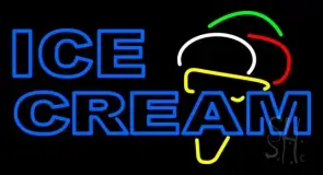Double Stroke Blue Ice Cream Cone LED Neon Sign