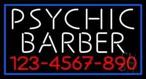 White Psychic Barber With Phone Number LED Neon Sign