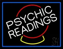 White Psychic Readings Crystal Blue Border LED Neon Sign
