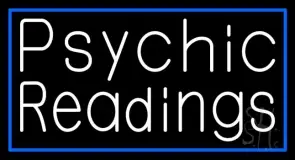 White Psychic Readings With Blue Border LED Neon Sign
