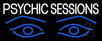 White Psychic Sessions With Blue Eye LED Neon Sign