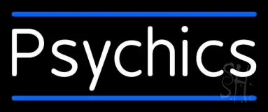White Psychics With Blue Line LED Neon Sign