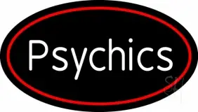 White Psychics With Oval LED Neon Sign