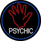 White Psychic With Blue Border LED Neon Sign