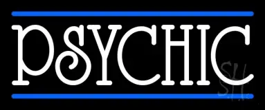 White Psychic With Blue Line LED Neon Sign