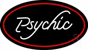 White Psychic With Red Oval LED Neon Sign