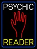 White Psychic Yellow Reader Blue Border LED Neon Sign