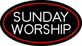 White Sunday Worship LED Neon Sign