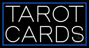 White Tarot Cards Blue Border LED Neon Sign