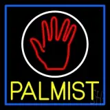 Yellow Palmist Block With Logo Blue Border LED Neon Sign