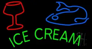 Ice Cream Glass N Fish LED Neon Sign