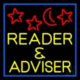 Yellow Reader And Advisor Blue Border LED Neon Sign