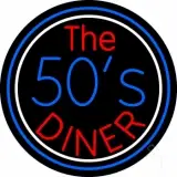 Blue And White Border The 50s Diner Circle LED Neon Sign