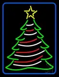 Blue Border Decorative Christmas Tree LED Neon Sign
