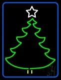 Blue Border Green Christmas Tree Logo LED Neon Sign
