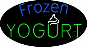 Oval Blue Green Frozen Yogurt LED Neon Sign