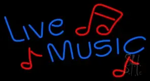 Blue Live Music Red Notes LED Neon Sign