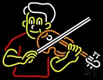 Boy Playing Violin LED Neon Sign