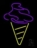 Purple Yellow Ice Cream Cone LED Neon Sign